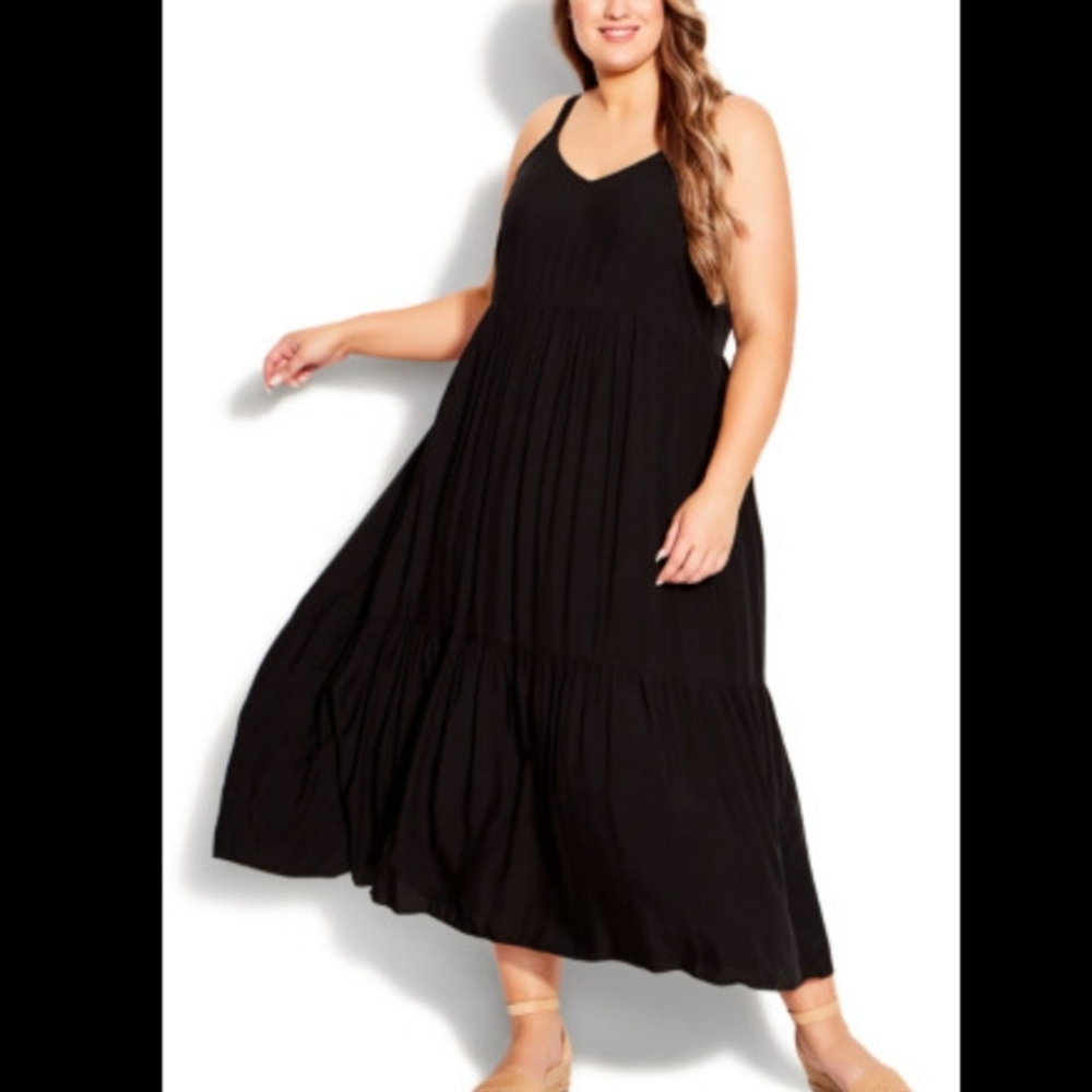 Black 3 Tier Maxi Dress
